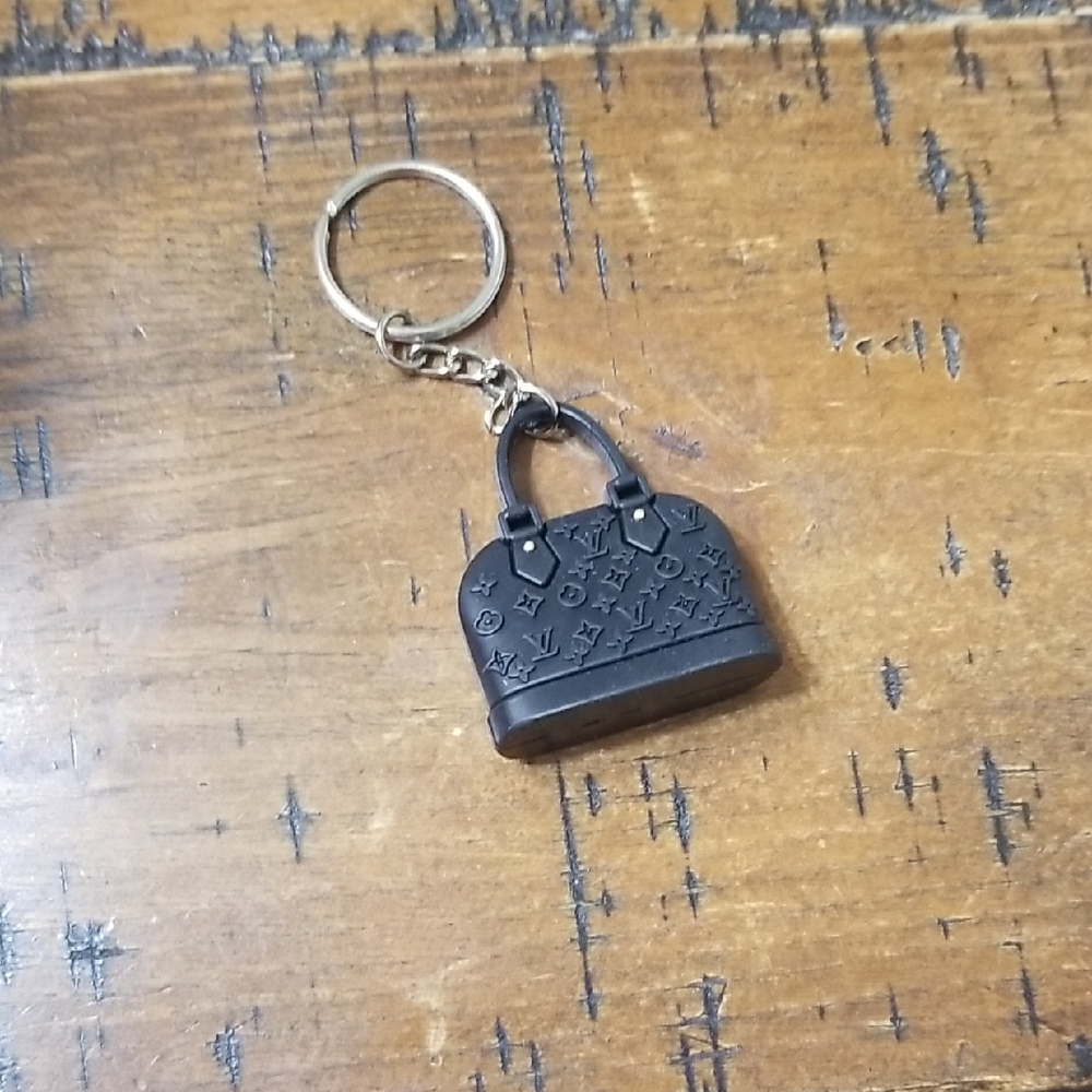 Black Monogram Bag Charm Keychain